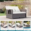 COSTWAY Loungebett, Gartenliege mit Auflage, verstellbarer Rückenlehne, Stauraum Rattan Bild 4