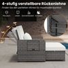 COSTWAY Loungebett, Gartenliege mit Auflage, verstellbarer Rückenlehne, Stauraum Rattan Bild 3