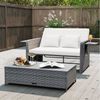 COSTWAY Loungebett, Gartenliege mit Auflage, verstellbarer Rückenlehne, Stauraum Rattan Bild 2