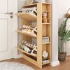 Schuhschrank 70x23 cm Natur MDF Holzmaserung 3 Türen 6 Ablageböden schlank Flurschrank Garderobe 30kg Bild 3