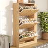 Schuhschrank 70x23 cm Natur MDF Holzmaserung 3 Türen 6 Ablageböden schlank Flurschrank Garderobe 30kg Bild 4