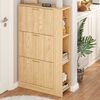 Schuhschrank 70x23 cm Natur MDF Holzmaserung 3 Türen 6 Ablageböden schlank Flurschrank Garderobe 30kg Bild 2