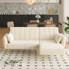 Ecksofa mit Schlaffunktion 191x130 cm, Samt, L-förmig, 3-fach verstellbare Rückenlehne, multifunktionales Schlafsofa,Beige Bild 4