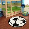 Kurzflor Kinderteppich Fußball, rund - weiß schwarz - 200x200x0,8cm Bild 2