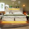MODFU Polsterbett mit Stauraum LED Beleuchtung Ladefunktion (Struraumbett, Funktionsbett, 180x200 cm, mit Matratze (Dicke20cm), Beige), mit USB- und Typ-C-Anschlüssen, LED-Beleuchtung Bild 3