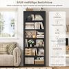 Homfa Bücherregal gewölbtes Bücherschrank, Standregal mit 6 Fächern 75x28x186cm Schwarz Bild 4