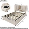 Polsterbett 90x200 cm mit Matratze, Bettkasten, klappbarer Kopfstütze, USB-/Type-C-Ladestation, Leinen Beige Bild 5