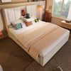 Polsterbett 90x200 cm mit Matratze, Bettkasten, klappbarer Kopfstütze, USB-/Type-C-Ladestation, Leinen Beige Bild 3