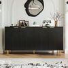 Merax Sideboard Kommode mit 4 Textur Türen (1 St, küche Schrank), Anrichte mit goldene Griffe & Hochglanzbeine Bild 3