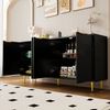 Merax Sideboard Kommode mit 4 Textur Türen (1 St, küche Schrank), Anrichte mit goldene Griffe & Hochglanzbeine Bild 2