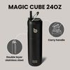 Isolierte Trinkflasche 680ml mit Strohhalm Griff doppelwandig Schwarz Bild 4