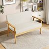 YOLEO 2-Sitzer Stoffsofa Couch mit Holz Armlehnen Loungesofa, Teddysamt Bild 2
