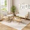 YOLEO 2-Sitzer Stoffsofa Couch mit Holz Armlehnen Loungesofa, Teddysamt Bild 4