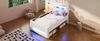 Plattformbett 90x200 cm mit LED, Schublade & Treppe in Weiß, ohne Matratze Bild 5