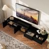PXloue Lowboard TV-Schrank mit Viel Stauraum (Türen und 2 Schublade), Breite 169 cm (Holzfarbe) Rattan-TV-Schrank Bild 2