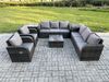 Fimous Hoher Rücken Polyrattan Gartenmöbel Set mit Quadratischer Couchtisch 2 Beistelltischen Garten Lounge Set Dunkelgrau Gemischt Bild 2