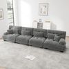 Ecksofa 4-Sitzer modular 81cm×406cm×77cm aus Chenille in Grau – mit Tiefensitz und weichen Polsterarmlehnen Bild 5