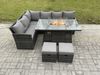 Fimous Outdoor Gartenmöbel-Set Hoher Rücken Ecksofa Gas Feuertisch Sets mit 2 kleine Fußhockern 8 Sitzer Dunkelgrau gemischt Bild 2