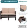 Sunsitt Gartenbank Outdoor Loveseat (3-tlg Terrassenmöbel-Set, Allwetter Rattan Gartenbank mit 2 Hocker), Braun Rattan&Beige Kissen Bild 4