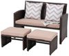 Sunsitt Gartenbank Outdoor Loveseat (3-tlg Terrassenmöbel-Set, Allwetter Rattan Gartenbank mit 2 Hocker), Braun Rattan&Beige Kissen Bild 2