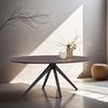 Esstisch Oval Wohnzimmertisch Tisch Esszimmertisch Metall Schwarz Braun Massiv Küchentisch Industrial Style Bild 2