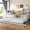 Daybett,Schlafsofa,90x200cm,Kopfteil mit Staufach,Ausziehbares Bett,Ohne Matratze,Weiß Bild 5