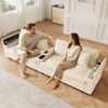 Modernes 4-Sitzer Cord Sofa, Wohnzimmer Sofa mit USB/USB-C Ladefunktion, klappbarer Mittelarmlehne, verstecktem Stauraum, Beige Bild 3