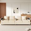 Modernes 4-Sitzer Cord Sofa, Wohnzimmer Sofa mit USB/USB-C Ladefunktion, klappbarer Mittelarmlehne, verstecktem Stauraum, Beige Bild 4