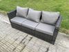 Fimous 11-Sitzer Rattan Gartenmöbel Sofa Set Patio Einstellbarer aufsteigender Esstisch Set mit Beistelltisch 2 Große Fußhocker Dunkelgrau gemischt Bild 5