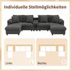 Merax U- und L-förmiges Sofa, mit Bluetooth-Lautsprecher und Konsole, Ecksofa mit Stauraum, kabellosem Laden, USB-Anschlüssen, Getränkehaltern und Kissen, Grau Bild 5