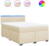 Boxspringbett mit Matratze, Stoff, Viereckige, grauer Fuß, Creme, 140x190 cm, true Bild 2