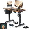 KESSER® Höhenverstellbarer Schreibtisch elektrisch | Ergonomisch Steh-Sitz Schreibtisch | 3-Funktions-Memory Steuerung | Inkl. 360° Rollen & USB-Ladeanschluss | Computertisch für Homeoffice Braun, 140 x 70 cm Bild 4