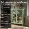 skølm 'Norns' Kommode, Metall mit Glas-Front, mintgrün, 100x38x80 cm, Metallschrank mit geriffelten Glastüren, Vitrinenschrank mit 3 Fächern Bild 3