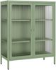skølm 'Norns' Kommode, Metall mit Glas-Front, mintgrün, 100x38x80 cm, Metallschrank mit geriffelten Glastüren, Vitrinenschrank mit 3 Fächern Bild 1