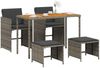 vidaXL 5-tlg. Garten-Essgruppe mit Kissen Grau Poly Rattan 365086 Bild 3