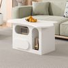 Wolkenförmiger Couchtisch mit Schubladen und offenen Ablagen, MDF, Weiß, 97×45×43,5 cm Bild 5