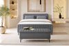 Boxspringbett Aurelio Hocker - Boucle-Stoff - grau - 140x200 cm Bild 3