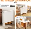 Klapptisch Esstisch 120 x 80 x 73 cm, platzsparend mit Rollen, Holzwerkstoff in Weiß/Eiche Bild 4