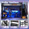 Merax Hochbett, 90 x 200 cm, Einzelbett, Kinderbett, Treppenkonstruktionen mit Stauraum, Sicherheitsgeländer, mit LED-Lichtleiste, Schreibtisch, mit USB-Anschluss, schwarz Bild 3