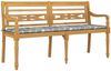 vidaXL Batavia-Bank mit Kissen Grau Karomuster 150 cm Massivholz Teak 3100840 Bild 3