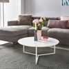 Kadima Design Runder Couchtisch aus weißem "Mdf"-Holz, Metall-Beingestell, Ø 80 cm, Höhe 33 cm. 80x80x33 cm Bild 2