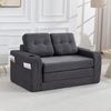 LVHOM 2-Sitzer Sofa aus Cordstoff – Montagefrei, Multifunktionales Schlafsofa mit Getränkehaltern und Seitentaschen, klappbares Gästebett, Grau Bild 3
