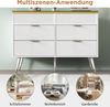 Merax Sideboard, Kommode aus Bernstein Glas, Kommode mit 6 Schubladen, Facheinteilung, kippsicher, Hochschrank für Schlafzimmer und alle Wohnräume, 120 x 40 x 76 cm, weiß Bild 5