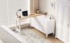 Flieks Schreibtisch mit Kommode, 120×40×70 cm, 360° drehbare Tischplatte mit 7 Schubladen, L-förmiger Bürotisch & Sideboard in Weiß/Eicheoptik Bild 4