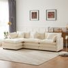 3-Sitzer Sofa B 283 x T 147 x H 84 cm aus Chenille mit flexiblem Hocker in Beige Bild 2