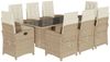 vidaXL 9-tlg. Garten-Essgruppe mit Kissen Beige Poly Rattan 3212495 Bild 2