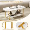Couchtisch mit Faux-Marmorplatte 2-stufiger moderner Teetisch mit robustem Metallrahmen 100 x 50 x 45 cm Bild 4
