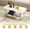 Couchtisch mit Faux-Marmorplatte 2-stufiger moderner Teetisch mit robustem Metallrahmen 100 x 50 x 45 cm Bild 1