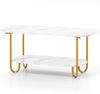 Couchtisch mit Faux-Marmorplatte 2-stufiger moderner Teetisch mit robustem Metallrahmen 100 x 50 x 45 cm Bild 2