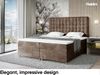MEBLINI Boxspringbett ASTON 160x200 cm mit Bettkasten - H3/Braun Samt Polsterbett - Doppelbett mit Topper & Taschenfederkern-Matratze Bild 2